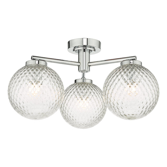 Dar Lighting WAY5350 Wayne 3 Light Semi Flush Polished Chrome Glass IP44 - 27119