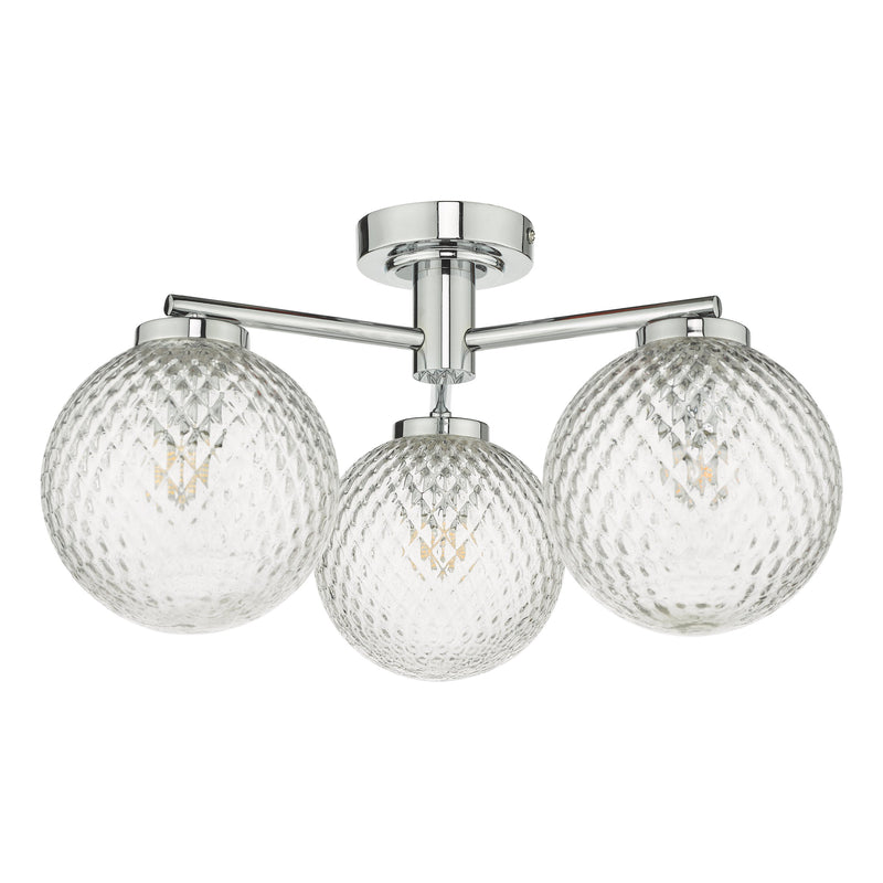 Load image into Gallery viewer, Dar Lighting WAY5350 Wayne 3 Light Semi Flush Polished Chrome Glass IP44 - 27119
