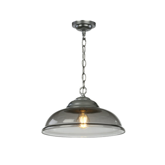 David Hunt Lighting WEB0110C WEBSTER 1 light pendant smoked glass with chrome