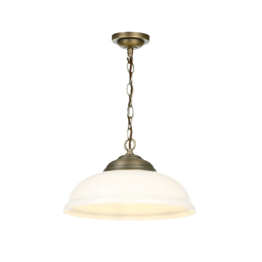 David Hunt Lighting WEB0112 WEBSTER 1 light pendant white glass with antique brass