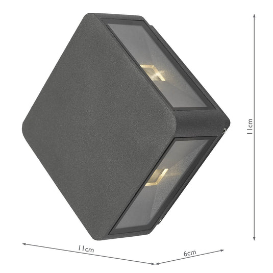 Dar Lighting WEI2139 Weiss 4 Light Wall Light Square Anthracite IP65 LED - 35514