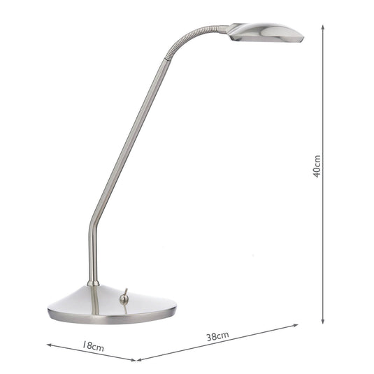 Dar Lighting WEL4046 Wellington Table Lamp Satin Chrome Led - 18929