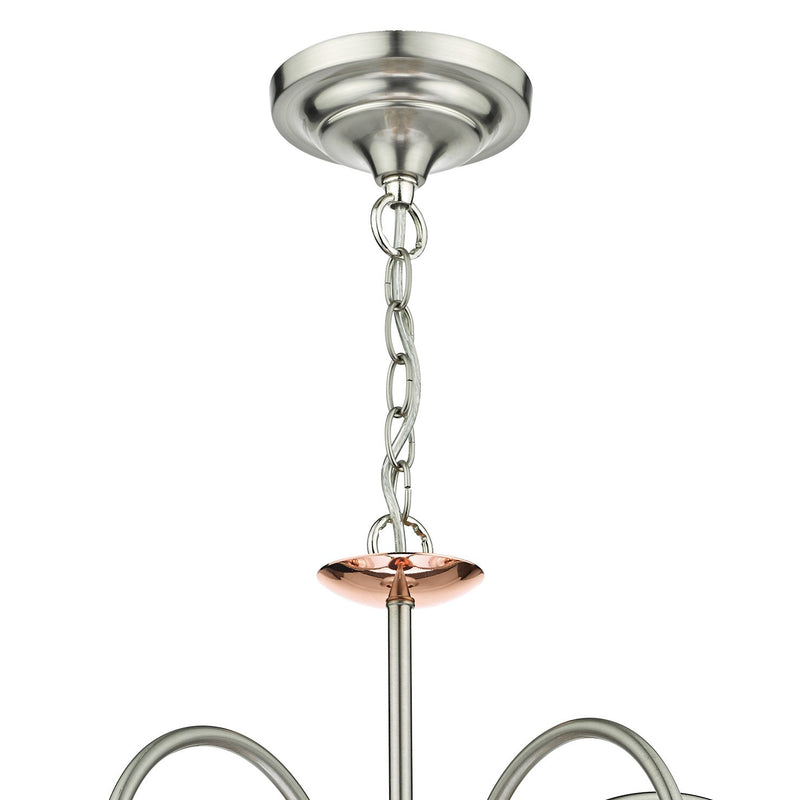 Load image into Gallery viewer, Dar Lighting WHA0546 Wharfdale 5lt Pendant Satin Chrome Copper detail Glass Shades - 25740
