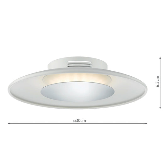 Dar Lighting WOR522 Worcester LED Small Ceiling Flush White & Polished Chrome - 21438