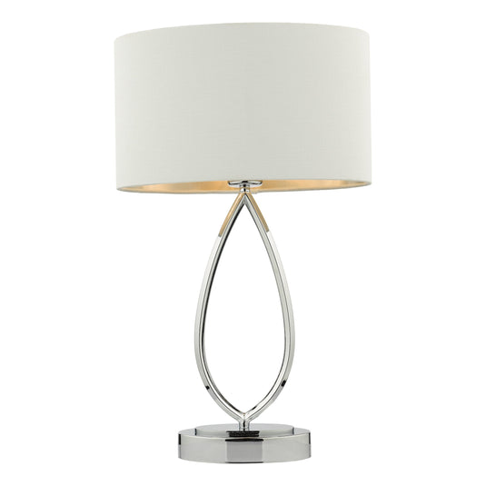 Dar Lighting WYA4250 Wyatt Touch Table Lamp Polished Chrome With Shade - 37193