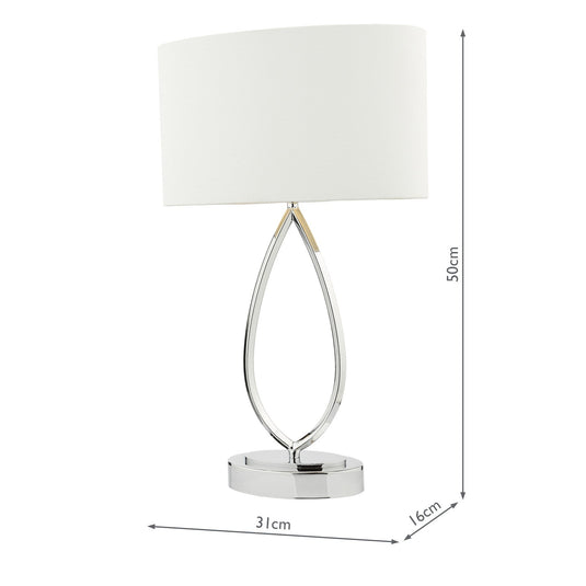 Dar Lighting WYA4250 Wyatt Touch Table Lamp Polished Chrome With Shade - 37193