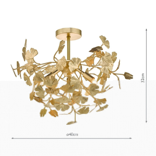 Dar Lighting YAD0435 Yadira 4lt Semi Flush Gold Effect - 35521