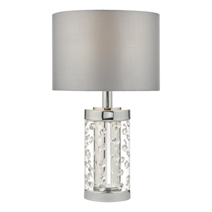 Dar Lighting YAL4108 Yalena Small Table Lamp Polished Chrome & Glass C/W Shade - 23790