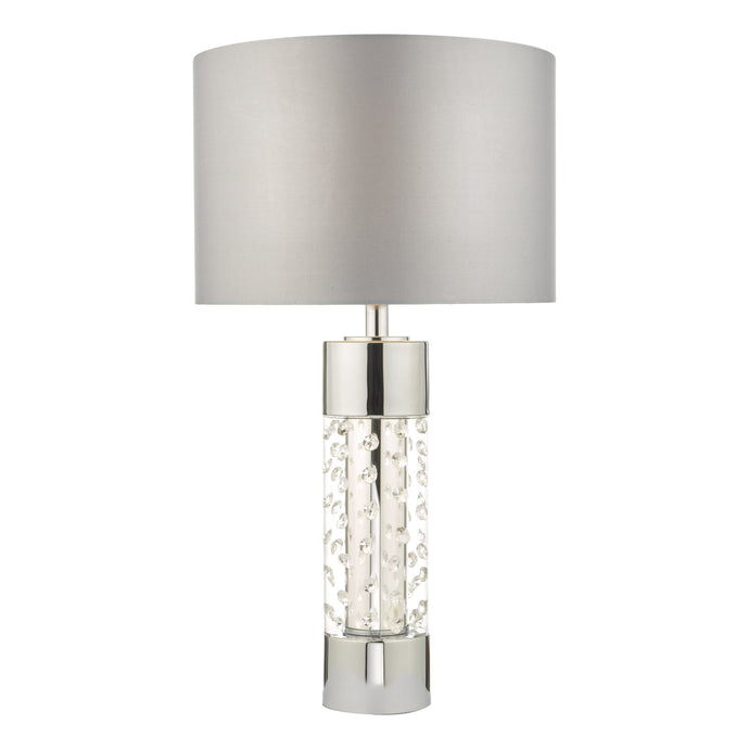 Dar Lighting YAL4208 Yalena Large Table Lamp Polished Chrome & Glass C/W Shade - 23789