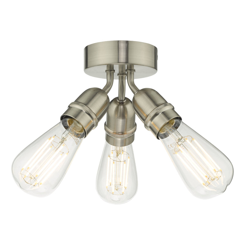 Load image into Gallery viewer, Dar Lighting YAO0338 Yao 3 Light Flush Satin Nickel - 37194
