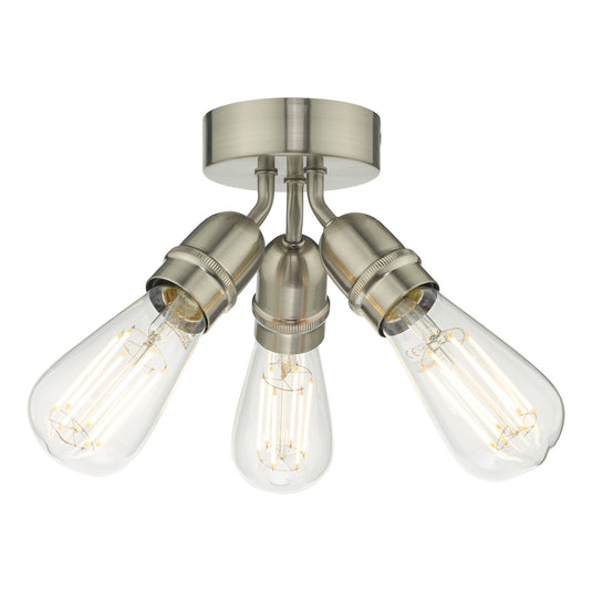 Dar Lighting YAO0338 Yao 3 Light Flush Satin Nickel - 37194