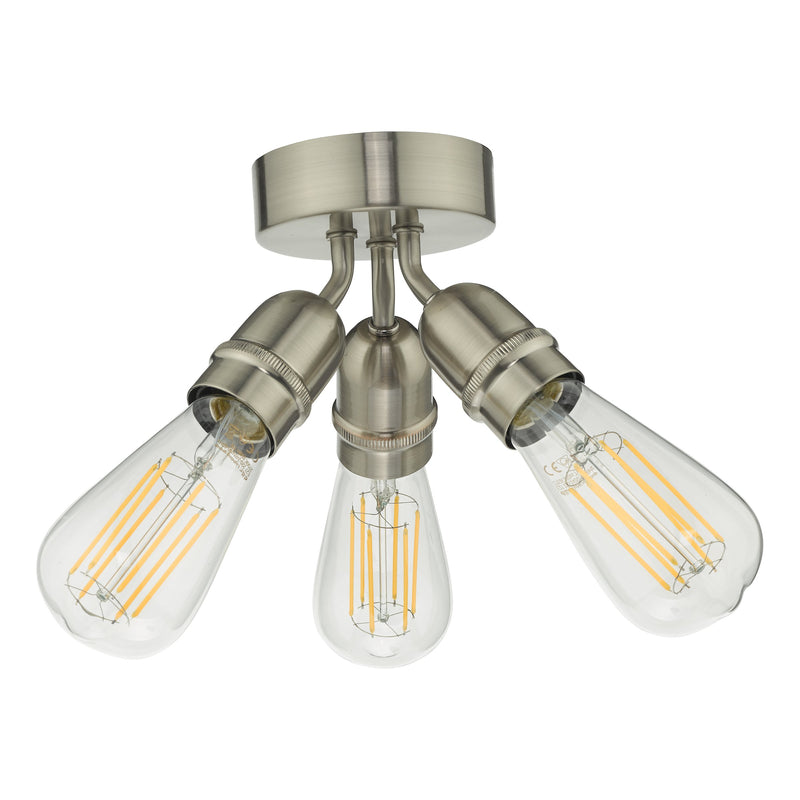 Load image into Gallery viewer, Dar Lighting YAO0338 Yao 3 Light Flush Satin Nickel - 37194
