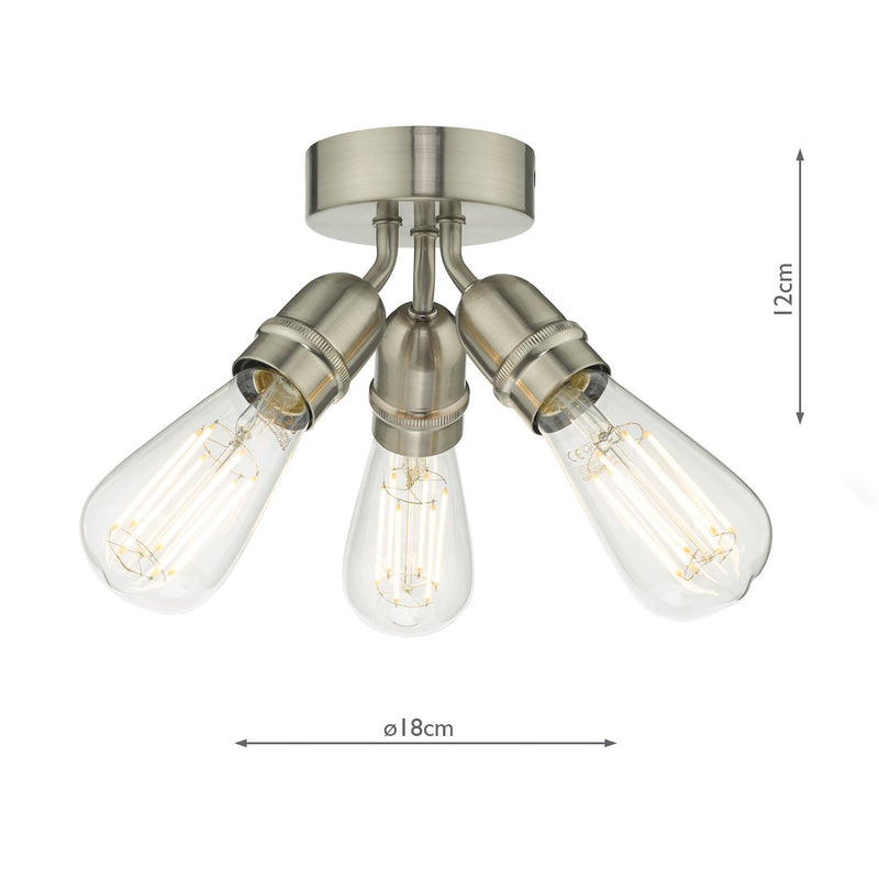 Load image into Gallery viewer, Dar Lighting YAO0338 Yao 3 Light Flush Satin Nickel - 37194
