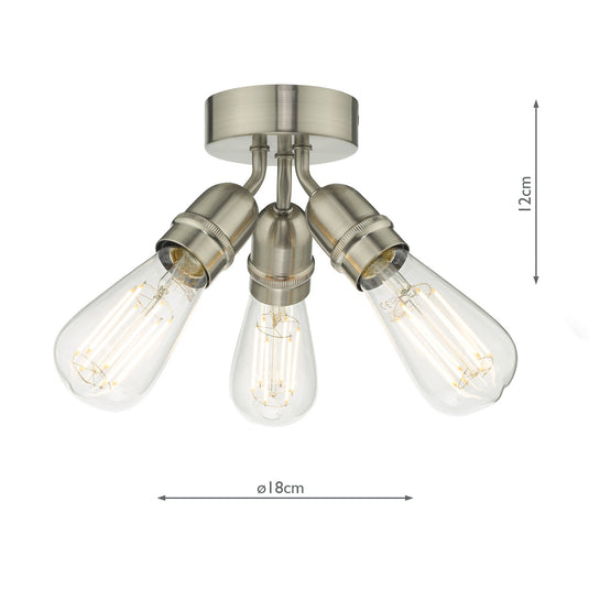Dar Lighting YAO0338 Yao 3 Light Flush Satin Nickel - 37194