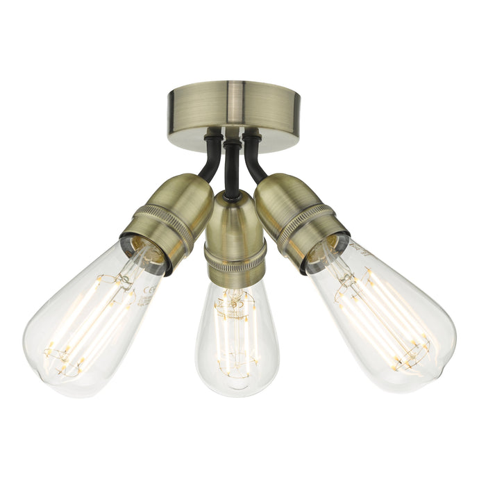 Dar Lighting YAO0375 Yao 3 Light Flush Antique Brass - 26942