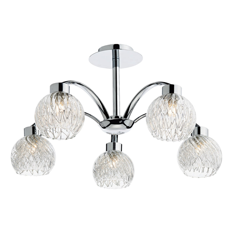 Load image into Gallery viewer, Dar Lighting YAS0550 Yasmin 5 Light Semi Flush Polished Chrome - 35534
