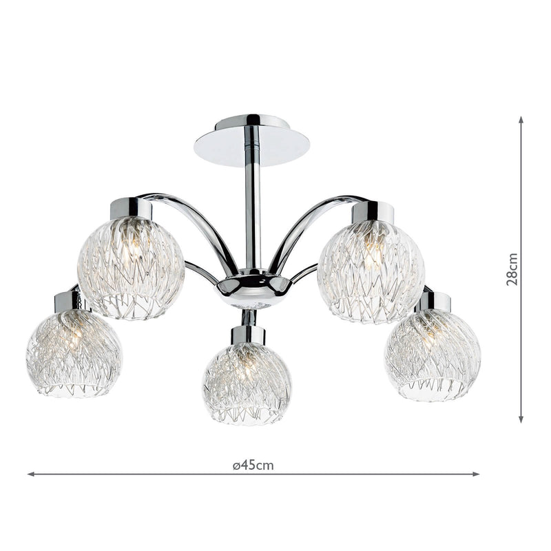 Load image into Gallery viewer, Dar Lighting YAS0550 Yasmin 5 Light Semi Flush Polished Chrome - 35534
