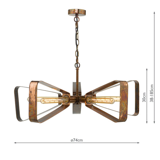 Dar Lighting YAV0564 Yavanna Industrial 5 Light Pendant Oiled Copper - 23791