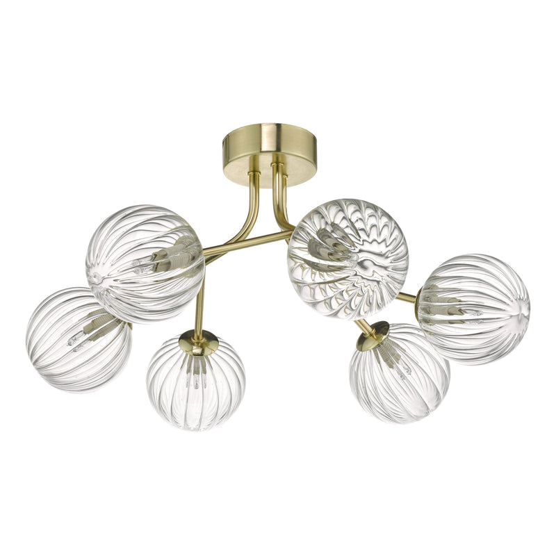 Load image into Gallery viewer, Dar Lighting YIS6435 Yiska 6lt Semi Flush Gold &amp; Glass - 23794
