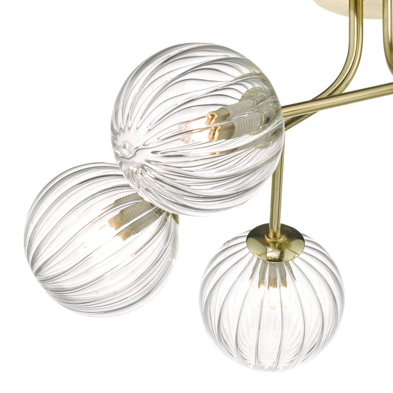 Load image into Gallery viewer, Dar Lighting YIS6435 Yiska 6lt Semi Flush Gold &amp; Glass - 23794
