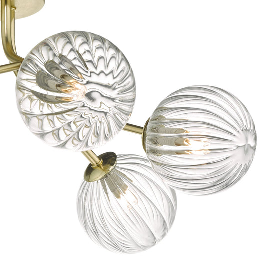 Dar Lighting YIS6435 Yiska 6lt Semi Flush Gold & Glass - 23794