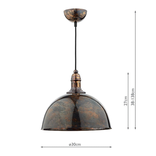 Dar Lighting YOK0163 Yoko 1 Light Pendant Mottled Bronze - 20561