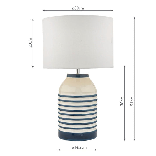 Dar Lighting ZAB4223 Zabe Table Lamp White & Blue C/W Shade - 35543