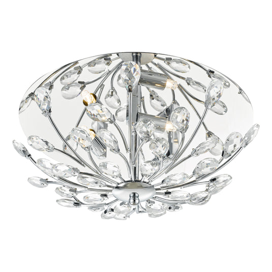 Dar Lighting ZAF5350 Zafir 3 Light Flush Polished Chrome Crystal - 35547