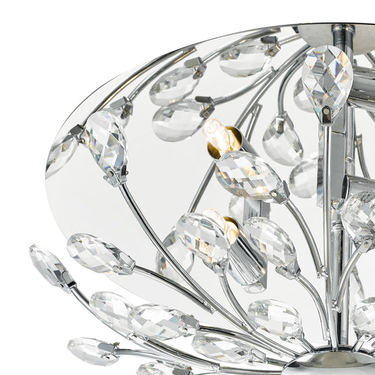 Dar Lighting ZAF5350 Zafir 3 Light Flush Polished Chrome Crystal - 35547