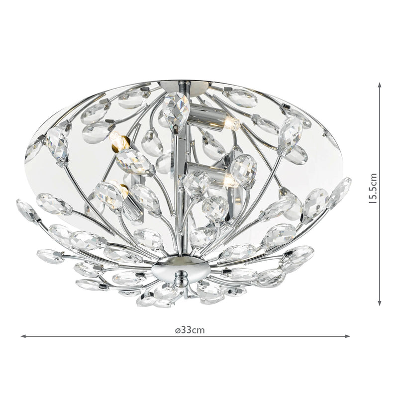 Load image into Gallery viewer, Dar Lighting ZAF5350 Zafir 3 Light Flush Polished Chrome Crystal - 35547
