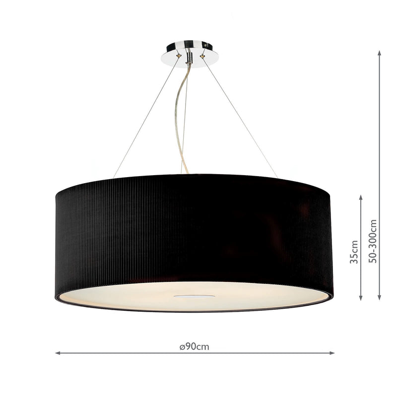 Load image into Gallery viewer, Dar Lighting ZAR0622 Zaragoza 6 Light Pendant Black 90cm - 35552
