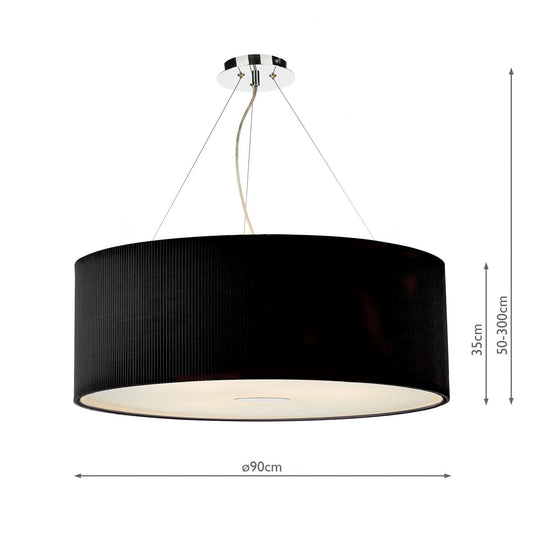 Dar Lighting ZAR0622 Zaragoza 6 Light Pendant Black 90cm - 35552