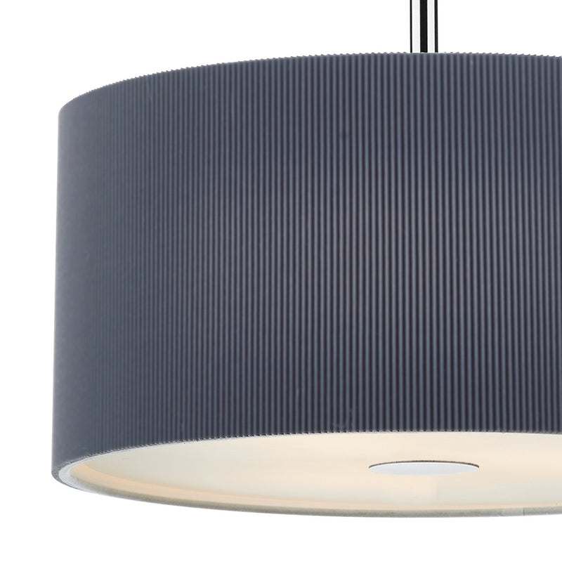 Load image into Gallery viewer, Dar Lighting ZAR1039 Zaragoza 3 Light Pendant Polished Chrome with Grey Cotton Ribbed Shade &amp; Diffuser - 35556
