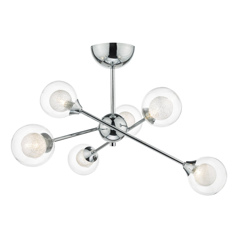 Load image into Gallery viewer, Dar Lighting ZEK0650 Zeke 6 Light Semi Flush Polished Chrome - 26144
