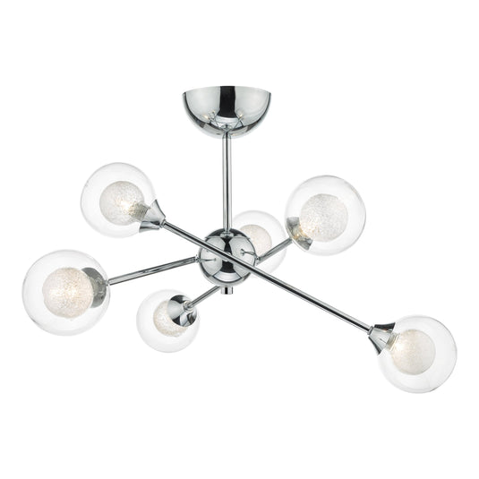 Dar Lighting ZEK0650 Zeke 6 Light Semi Flush Polished Chrome - 26144