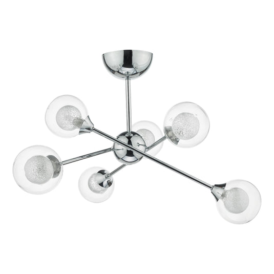 Dar Lighting ZEK0650 Zeke 6 Light Semi Flush Polished Chrome - 26144