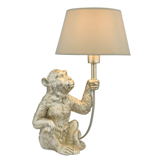 Dar Lighting ZIR4232 Zira 1 Light Monkey Table Lamp Silver With Shade - 37044
