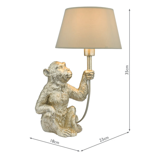 Dar Lighting ZIR4232 Zira 1 Light Monkey Table Lamp Silver With Shade - 37044