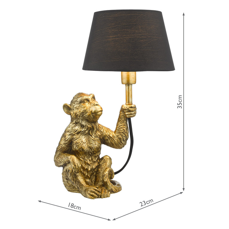 Load image into Gallery viewer, Dar Lighting ZIR4235 Zira Monkey Table Lamp Gold With Shade - 37045
