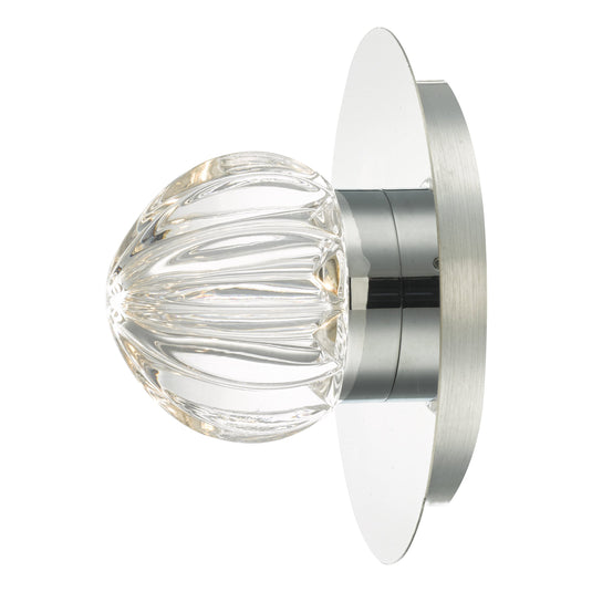 Dar Lighting ZON0750 Zondra Wall Light Polished Chrome & Glass LED Bathroom IP44 - 35564