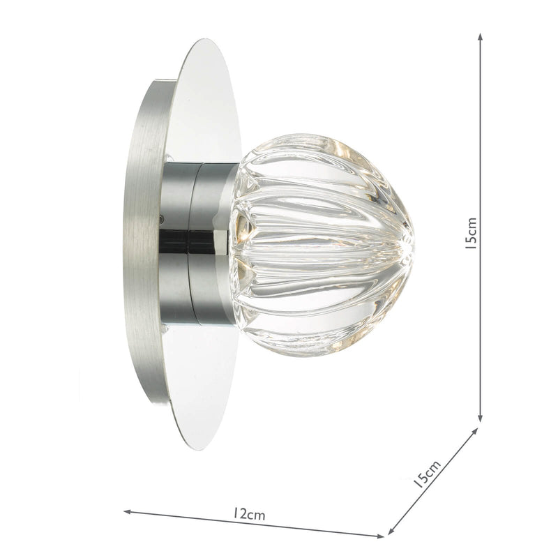 Load image into Gallery viewer, Dar Lighting ZON0750 Zondra Wall Light Polished Chrome &amp; Glass LED Bathroom IP44 - 35564
