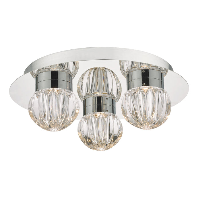 Dar Lighting ZON5350 Zondra 3lt Flush Polished Chrome & Glass LED Bathroom IP44 - 35565