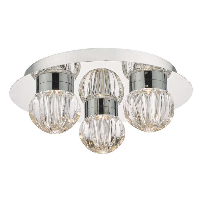 Load image into Gallery viewer, Dar Lighting ZON5350 Zondra 3lt Flush Polished Chrome &amp; Glass LED Bathroom IP44 - 35565
