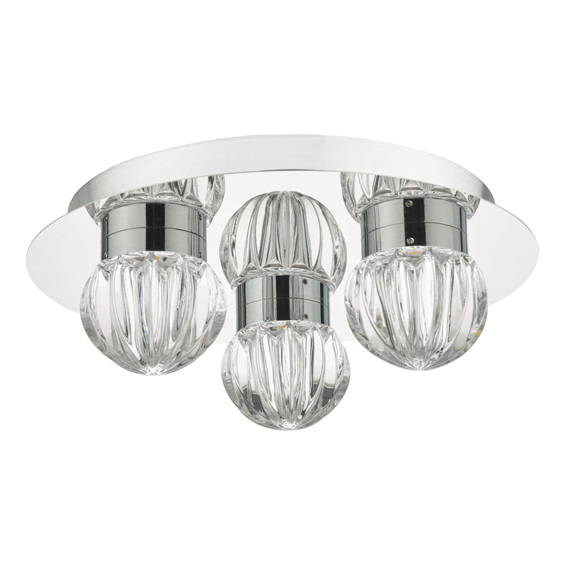 Load image into Gallery viewer, Dar Lighting ZON5350 Zondra 3lt Flush Polished Chrome &amp; Glass LED Bathroom IP44 - 35565
