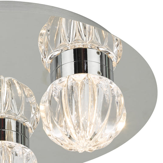 Dar Lighting ZON5350 Zondra 3lt Flush Polished Chrome & Glass LED Bathroom IP44 - 35565