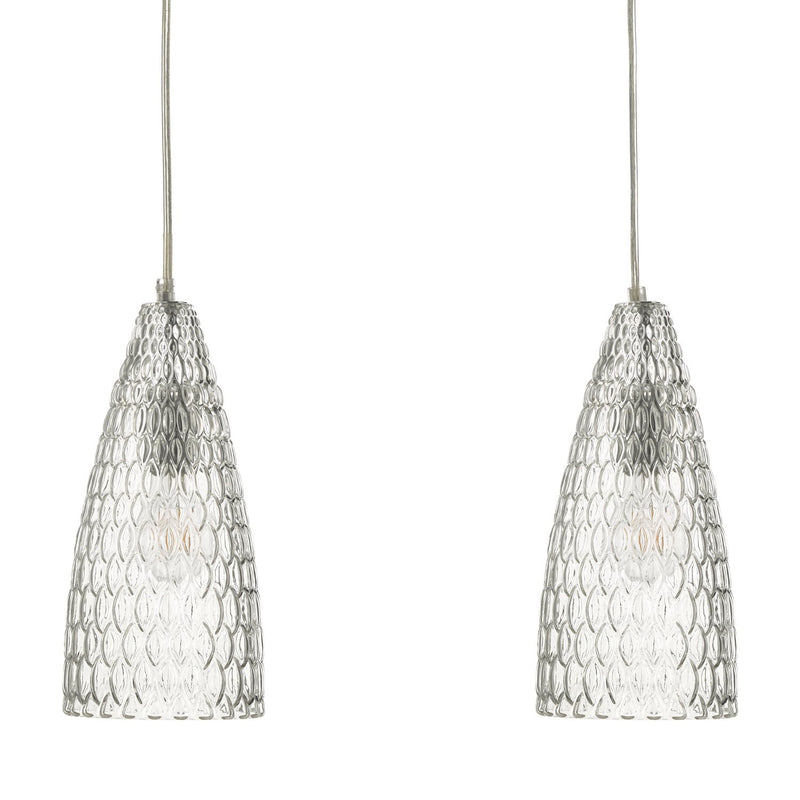 Load image into Gallery viewer, Dar Lighting ZUK0308 Zuka 3lt Bar Pendant Polished Chrome &amp; Textured Glass - 23798
