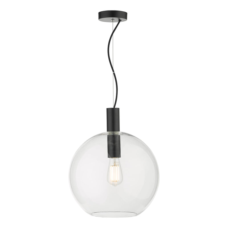 Load image into Gallery viewer, Dar Lighting ZUL0122 Zula 1 Light Single Pendant Black Clear Glass - 35566
