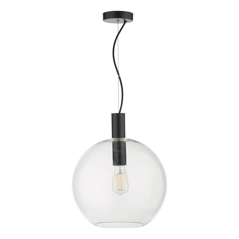 Load image into Gallery viewer, Dar Lighting ZUL0122 Zula 1 Light Single Pendant Black Clear Glass - 35566
