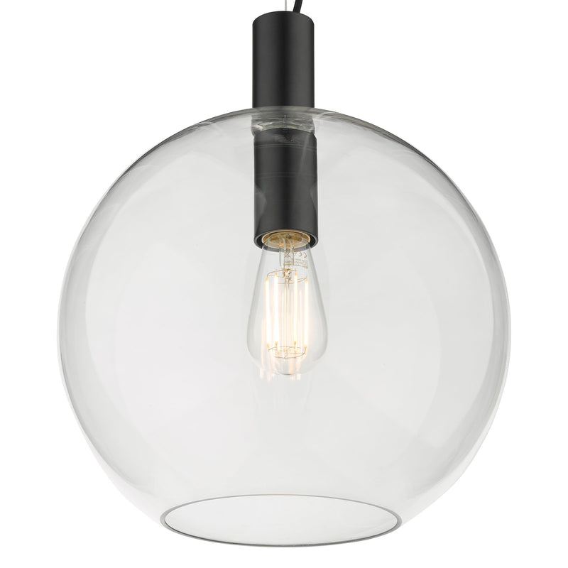 Load image into Gallery viewer, Dar Lighting ZUL0122 Zula 1 Light Single Pendant Black Clear Glass - 35566
