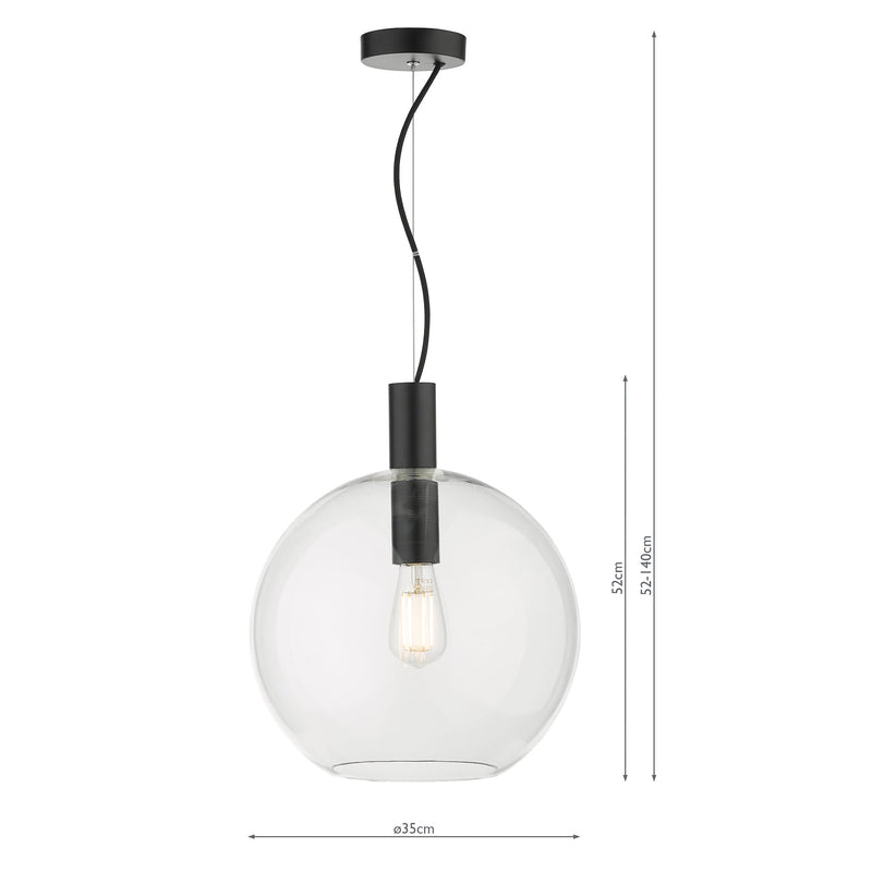 Load image into Gallery viewer, Dar Lighting ZUL0122 Zula 1 Light Single Pendant Black Clear Glass - 35566

